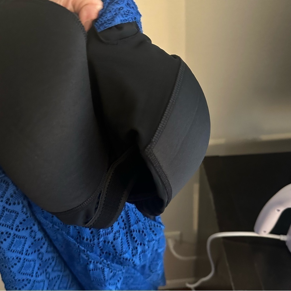 Catherine’s Blue Size 20 Lined Padded Tankini Swim Top Ruffles Eyelet - Picture 8 of 8